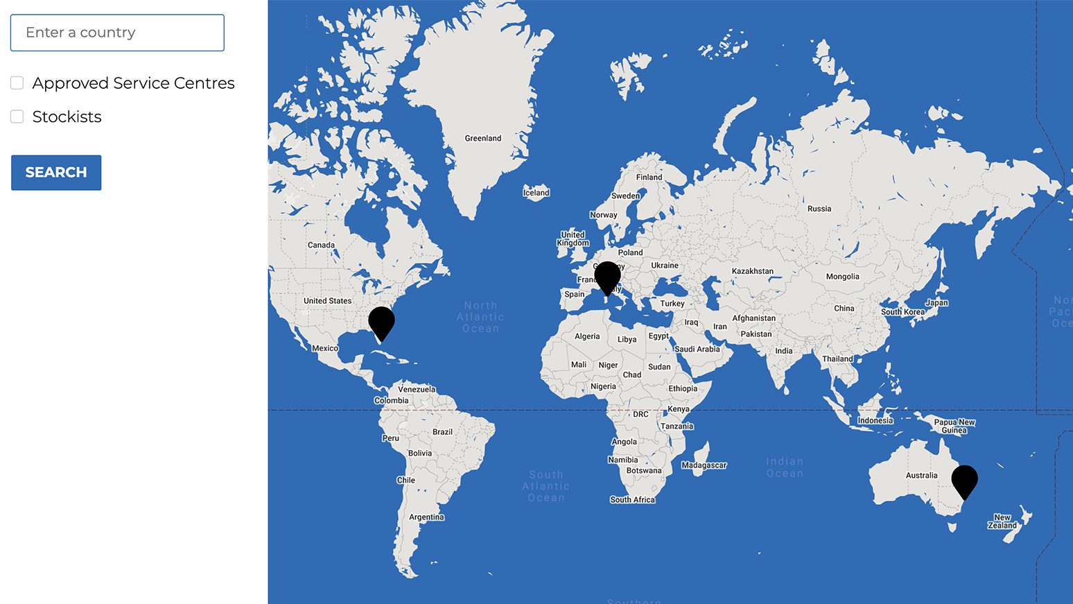 FunAir Global Partners map