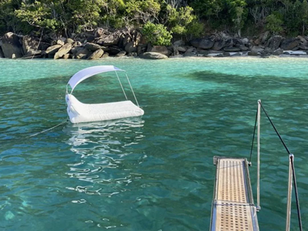 Floating Shaded Lounger on ocean