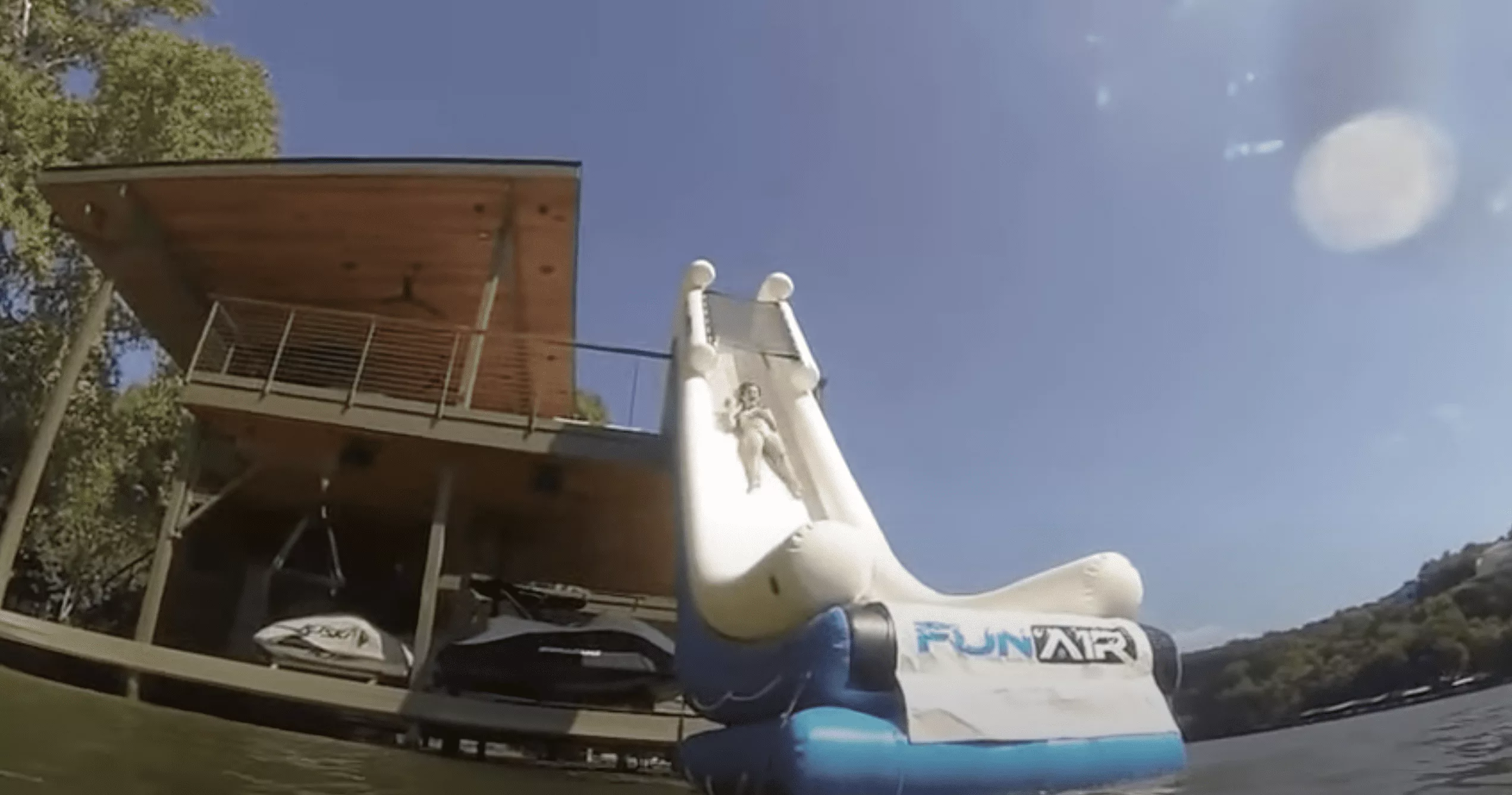 Rocking the Inflatable Dock Slide!