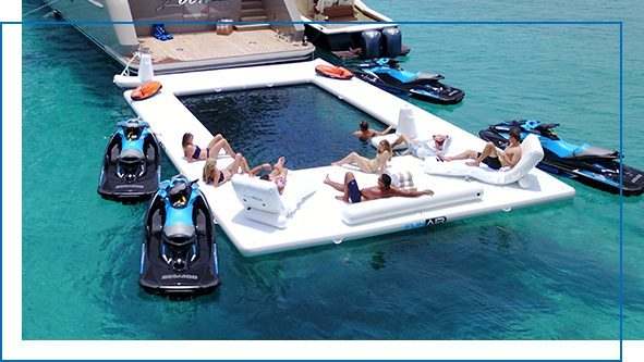 Beach Club Sea Pool and Wave Loungers on superyacht Loon
