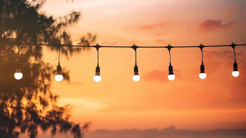 A string of solar powered lights