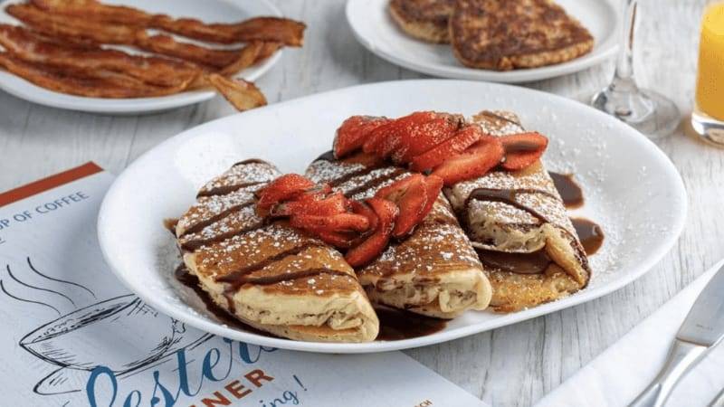 Strawberry Breakfast Pancakes with Syrup