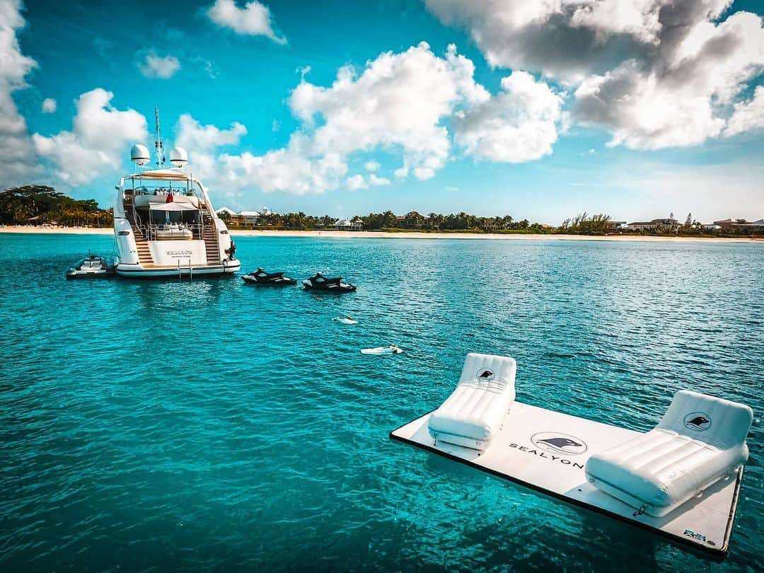 Superyacht Beach Loungers on a FunAir Water Mat
