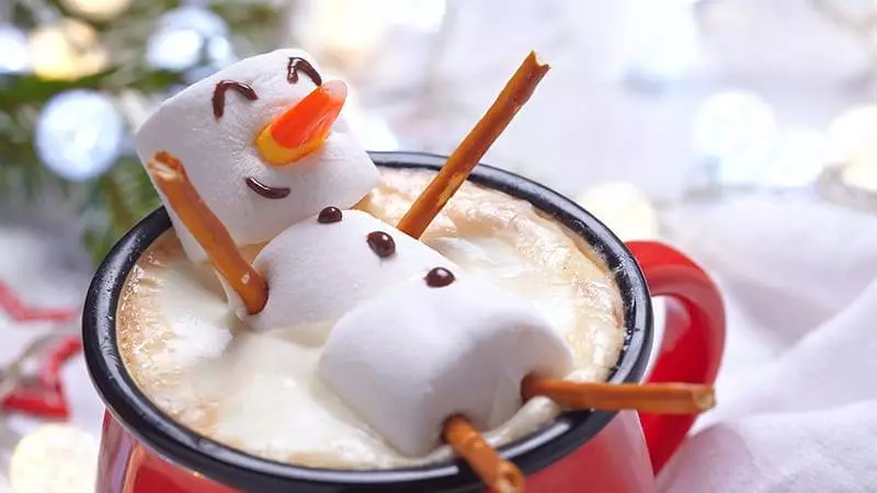 Christmas hot chocolate with marshmallows