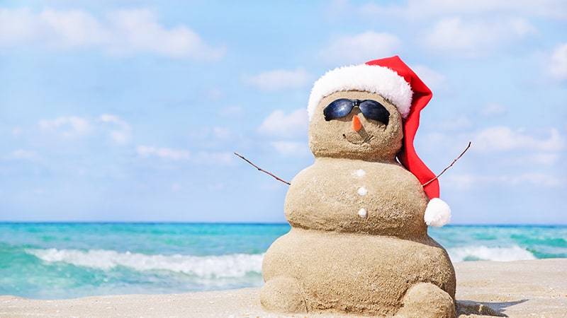 Christmas on the beach with a sandman