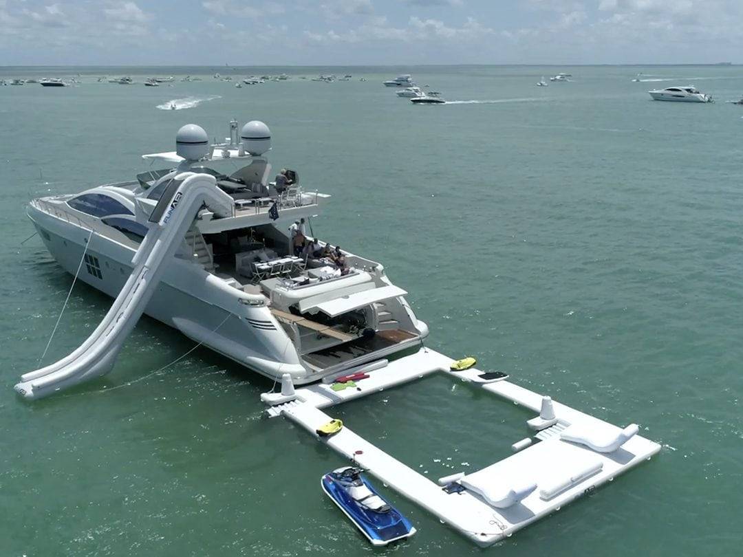 Sea Pool Yacht Slide and Superyacht Wave Loungers on Motor Yacht Scarlet