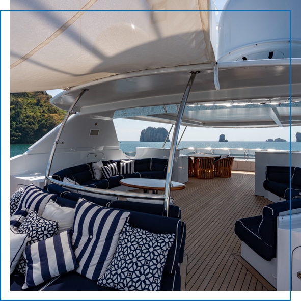 Extensive outdoor areas on Charter Yacht Lady Azul