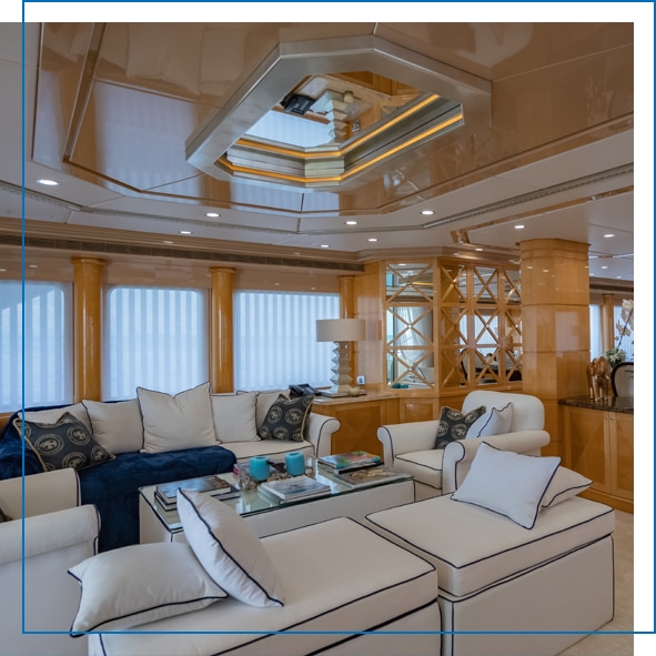 Luxurious Salon on Charter Yacht Lady Azul