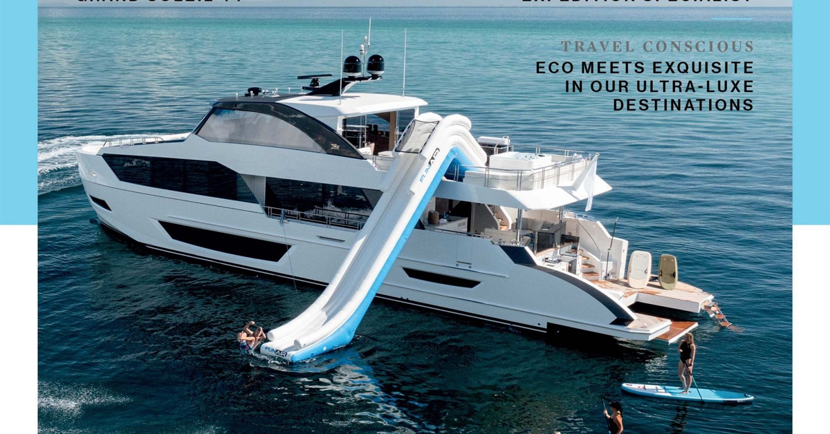 The cover of Ocean Magazine showing a FunAir Yacht Slide