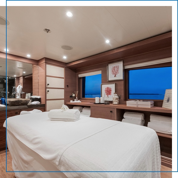 The relaxing massage facilities on board Motor Yacht Spirit