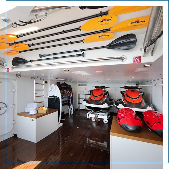 The selection of yacht toys on board Motor Yacht Spirit