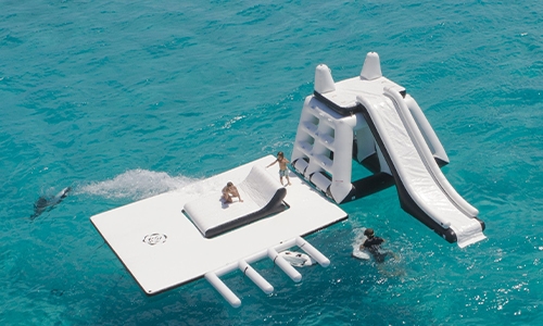The custom Playground and Water Mat from charter superyacht MY Illusion V