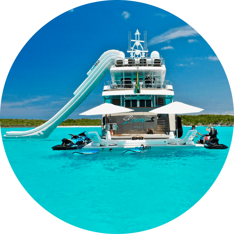 FunAir Yacht Slide and Beach Club Sea Pool on a charter superyacht in the Caribbean