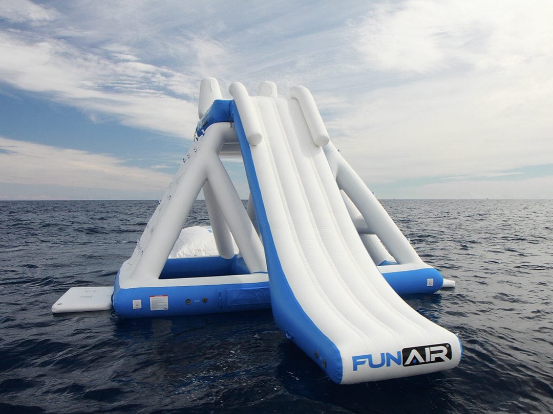 Close up view of the slide on a Floating Inflatable Playground