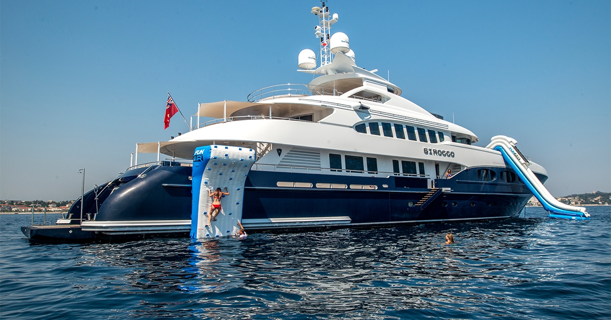 QuickShip Yacht Slide and Climbing Wall on charter superyacht Sirocco
