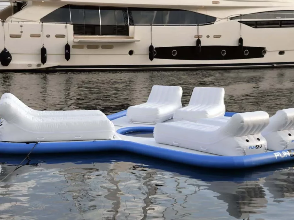 A superyacht inflatable Floating island