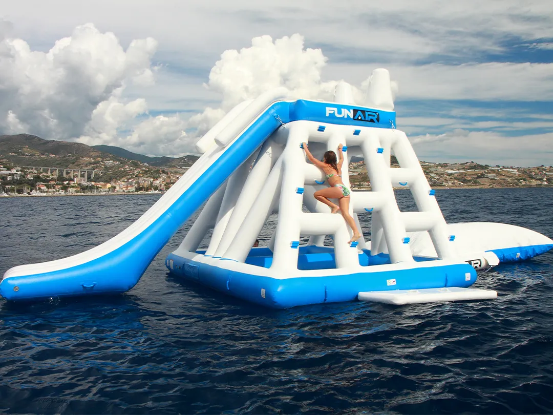Charter Guest using a FunAir Floating Playground and Junior BigAir Blob