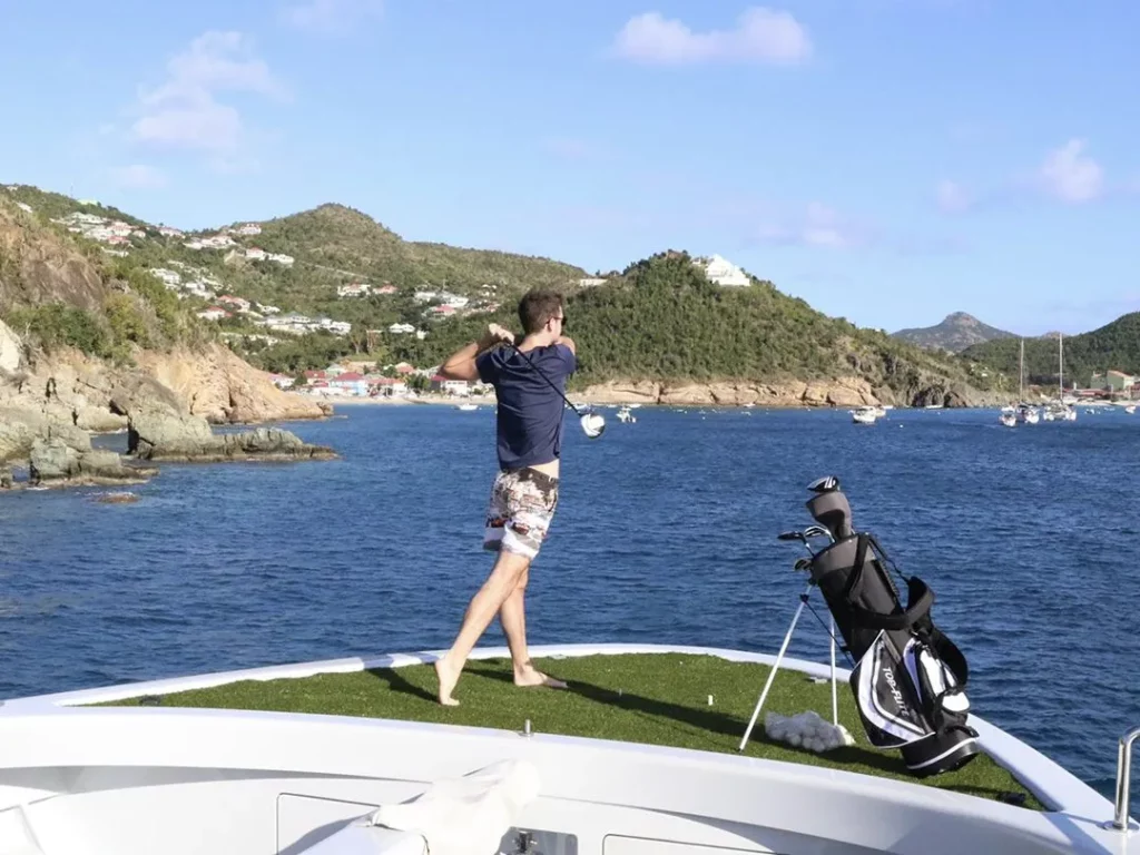Charter guest on a superyacht using FunAir Yacht Golf