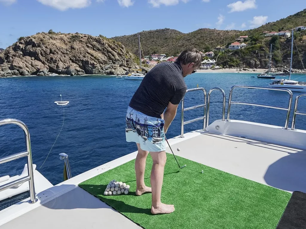 Charter guest using Yacht Golf and EcoBio golf balls