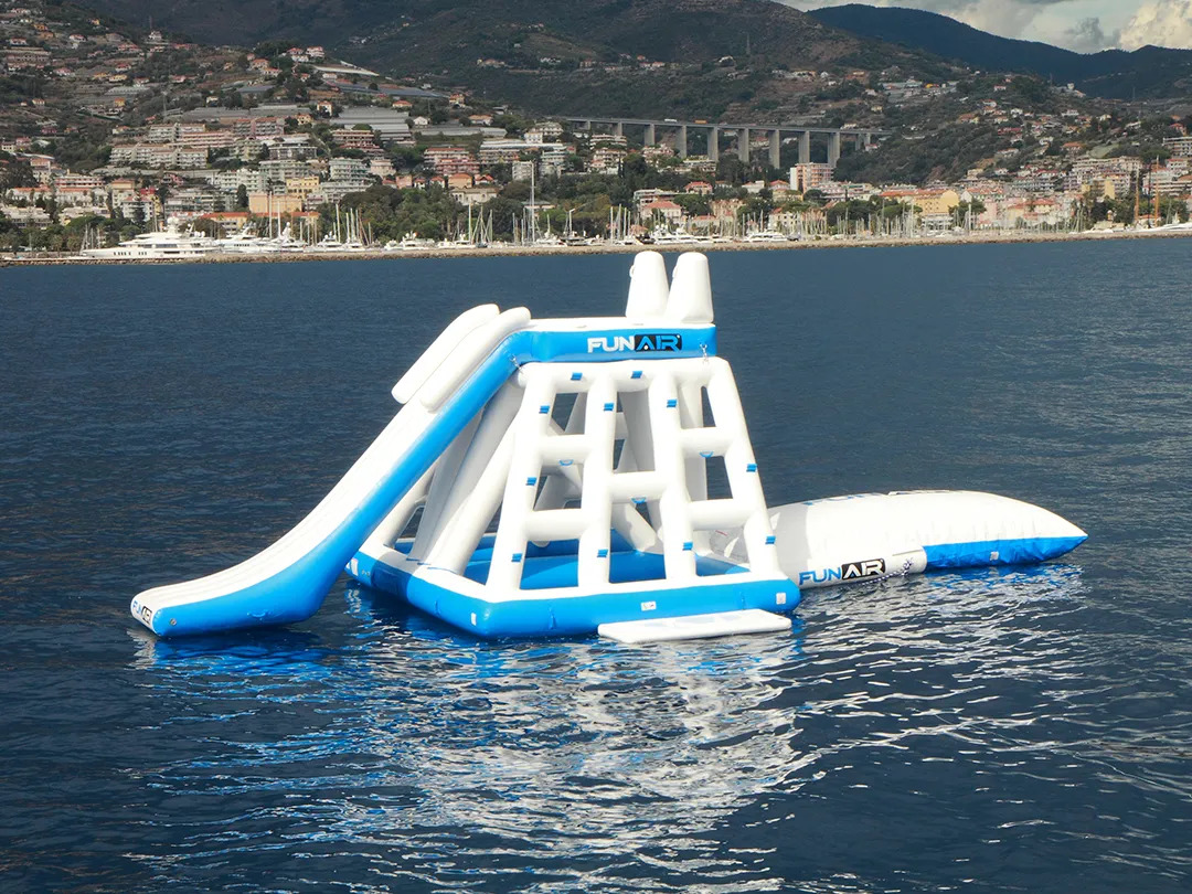 FunAir Floating Playground and Junior BigAir Blob in the ocean