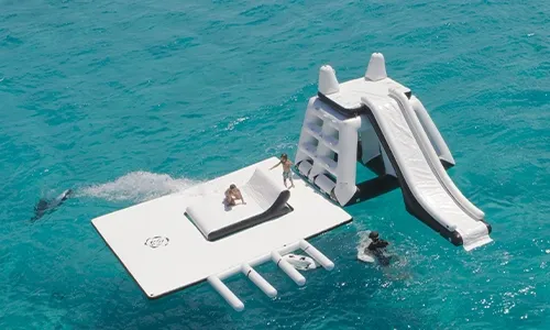 FunAir custom playground and water mat from charter yacht MY Illusion V