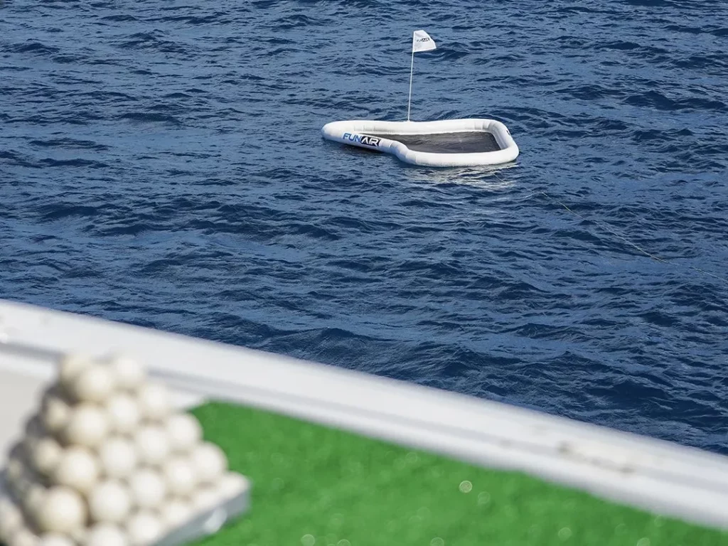 FunAir floating golf green and eco friendly golf balls