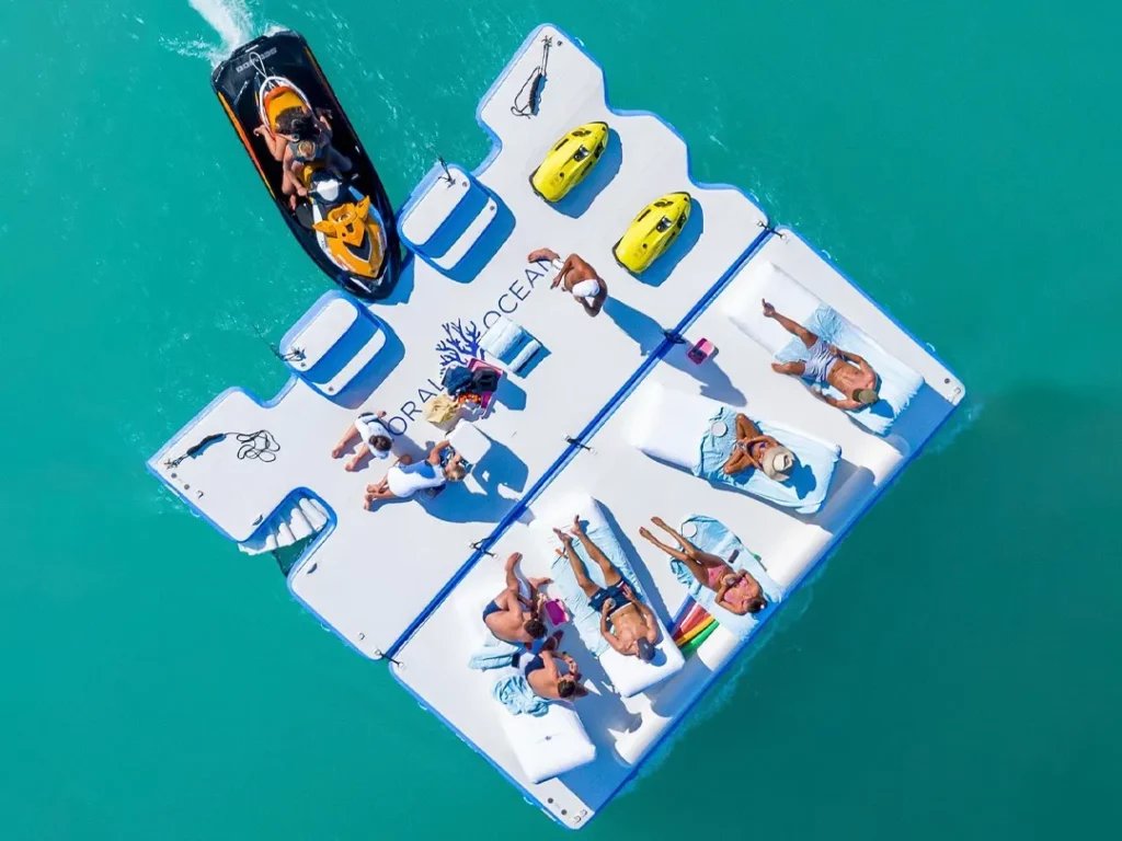 FunAir FunFlex inflatables from MY Coral Ocean with a jet ski