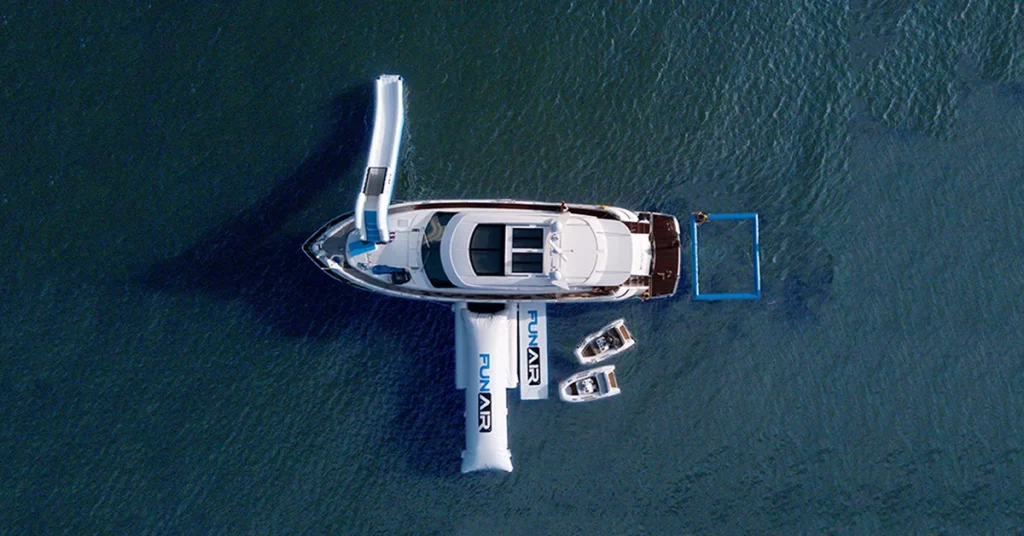 FunAir BigAir BlobYacht Slide Water Mat and Sea Pool on a charter superyacht