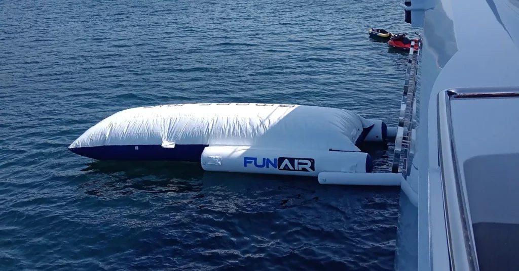 FunAir BigAir Blob set up on a superyacht