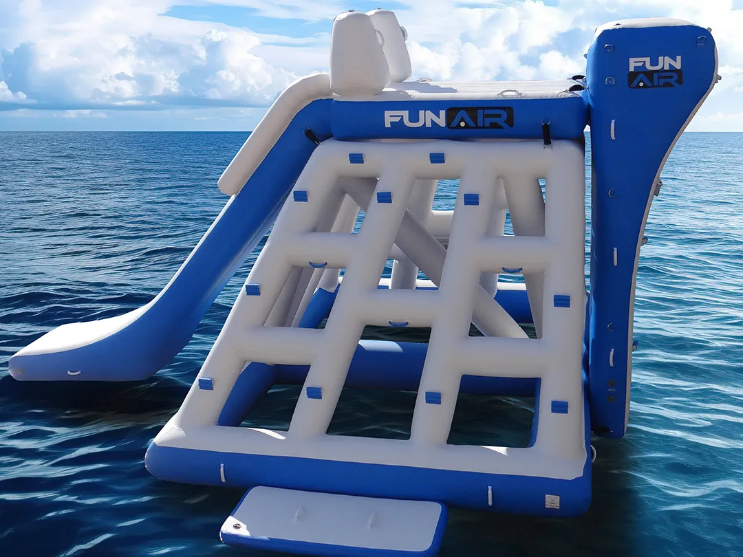Inflatable Climbing Playground on a deep blue ocean