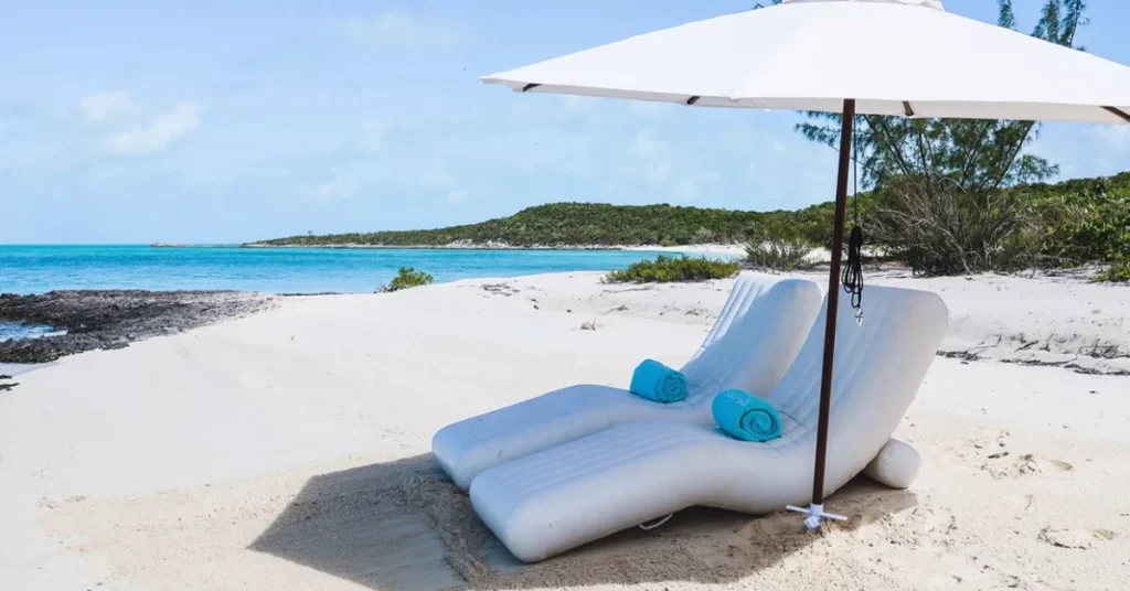 Wave Loungers belonging to superyacht No Bad Ideas at Sampson Cay