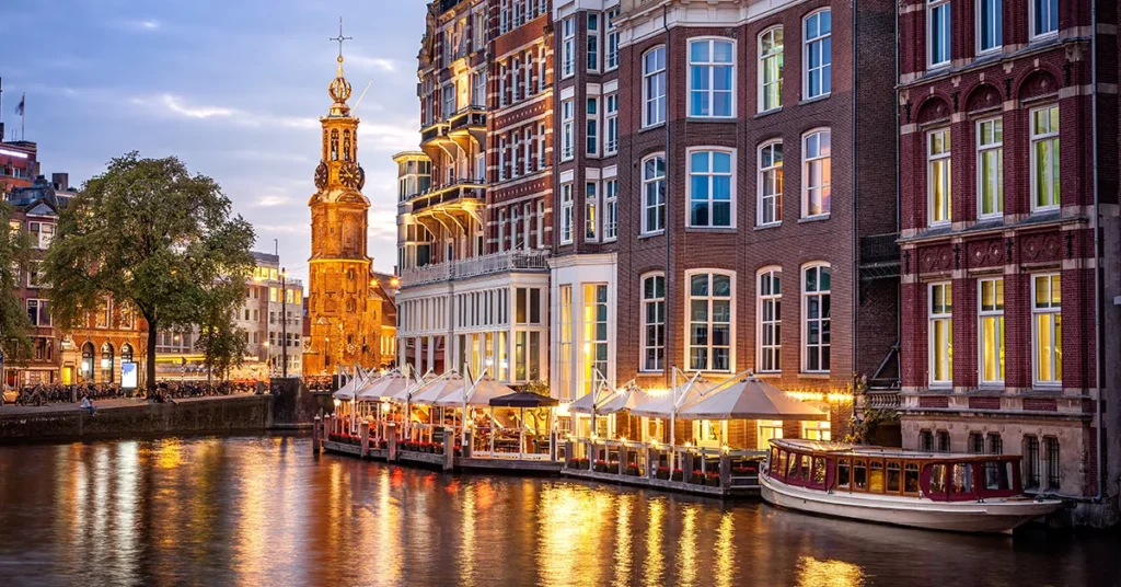 A canal side restaurant in Amsterdam visited by superyacht crew during METSTRADE trade show