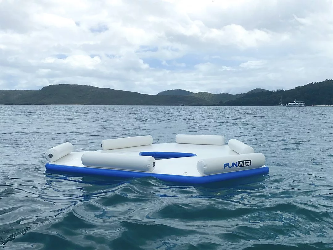 Inflatable Splash Island on the ocean