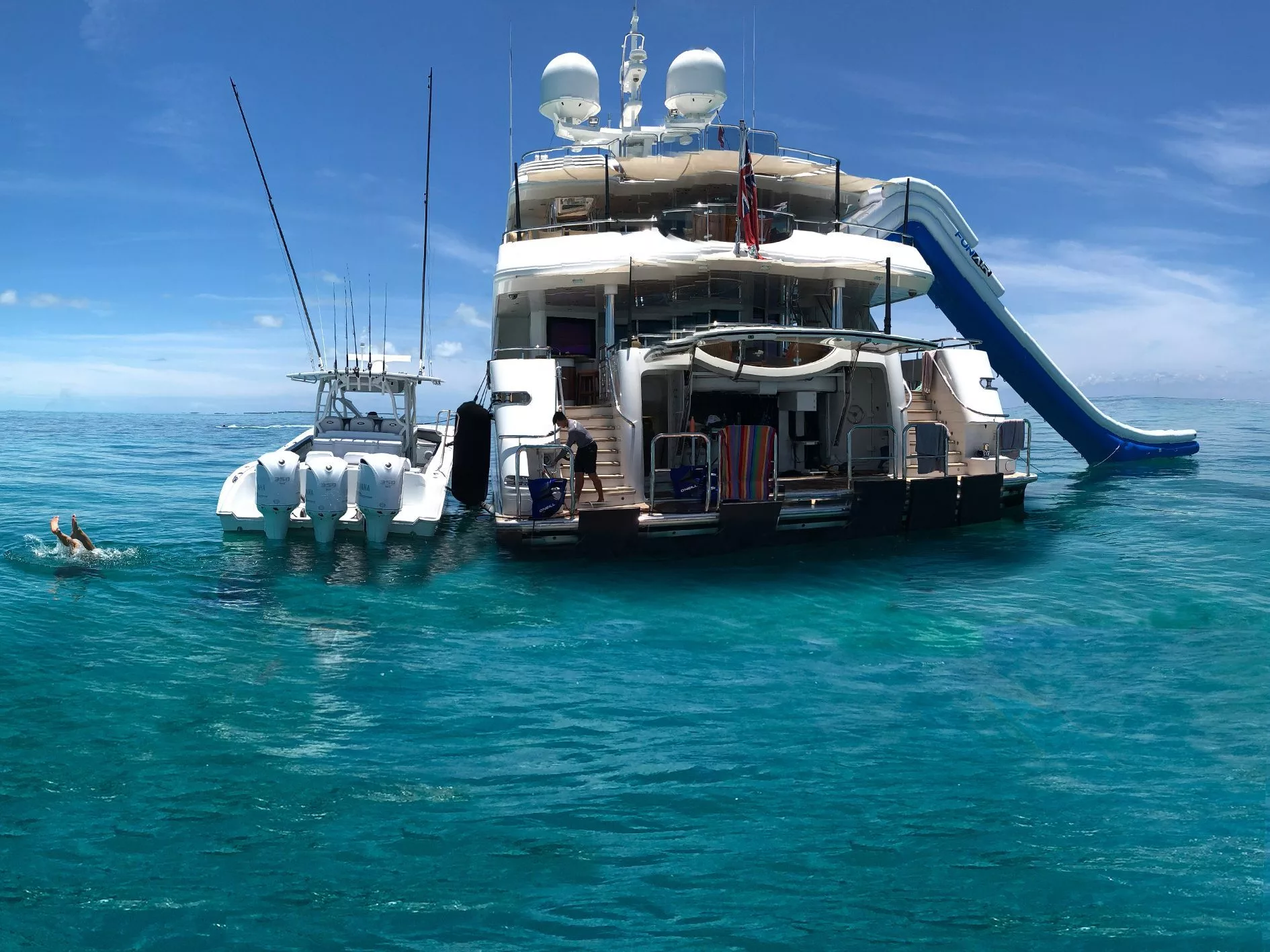 Rear view of the Yacht Slide JSD Sea Pool and Playground on MY Nomad