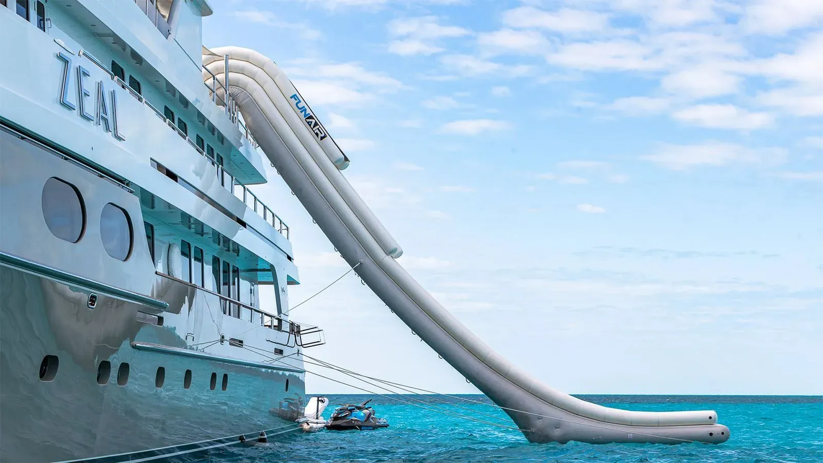 Side view of the Yacht Slide on charter superyacht Zeal