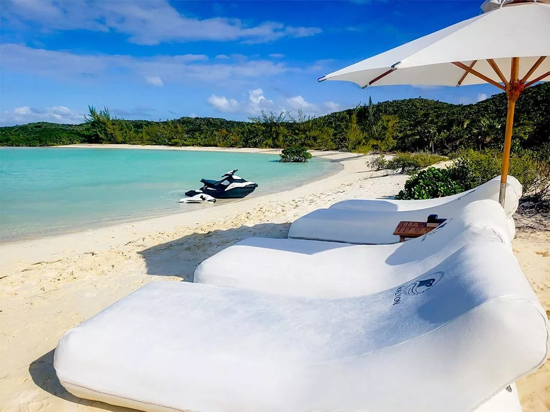 Superyacht beach loungers from charter yacht MY SeaLyon