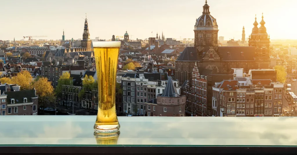 View of Amsterdam from a bar visited by yacht crew