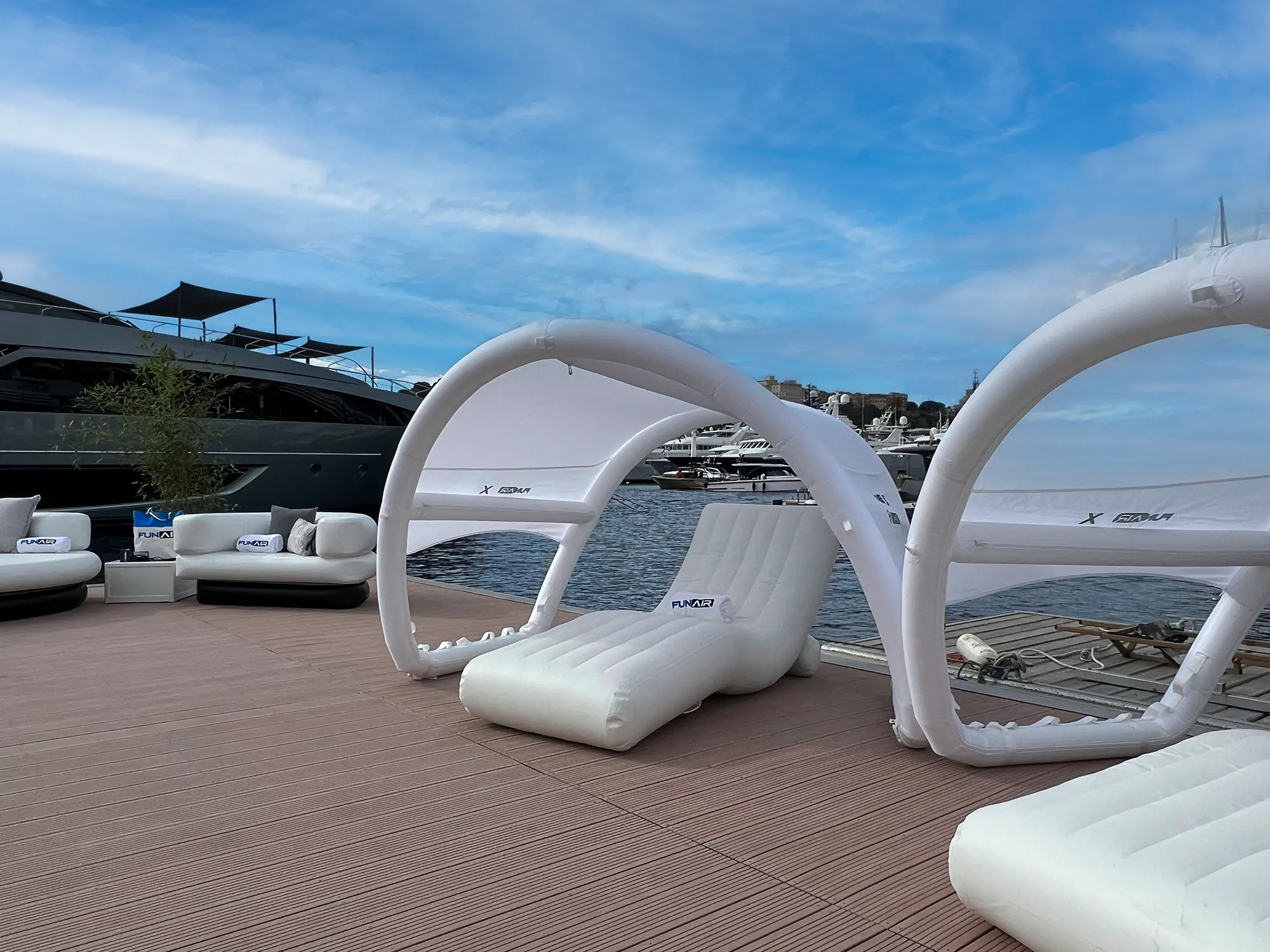 Wave Loungers Club Chair and X DeckTent Canopy at Monaco Yacht Show