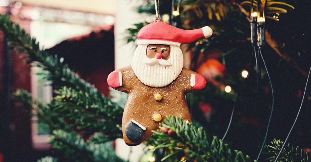 A santa christmas decoration on board a charter superyacht