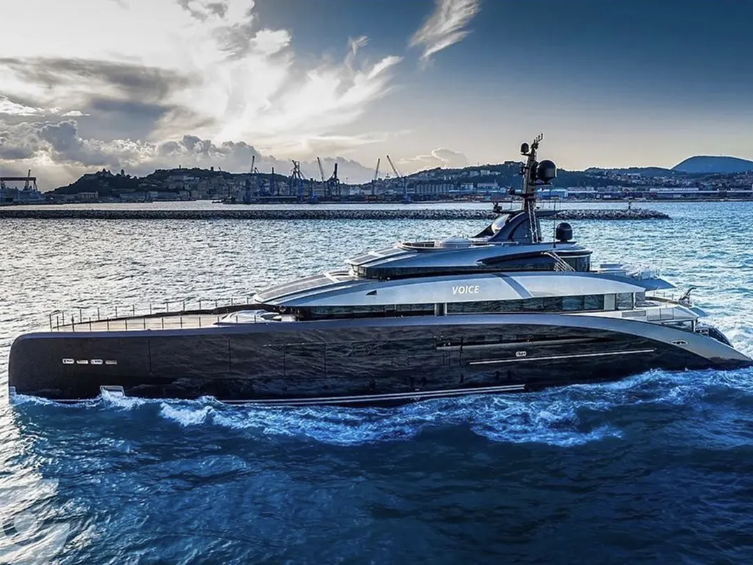 Luxury superyacht underway