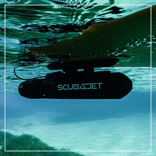 SCUBAJET portable attached to stand up paddleboard