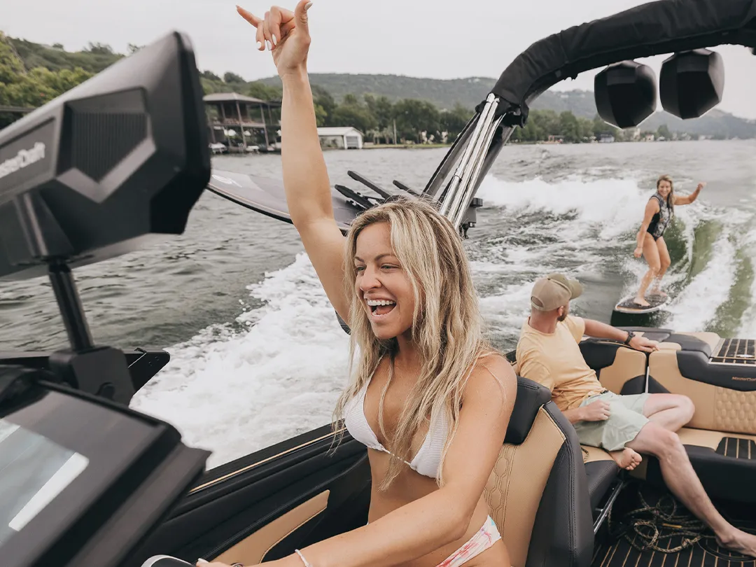 superyacht-crew-and-guests-wakeboarding-using-a-Mastercraft-tender