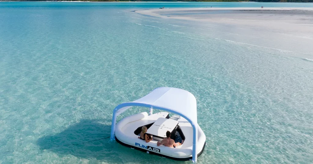 The FunAir Inflatable Floating Shaded Oasis from charter superyacht Impulsive
