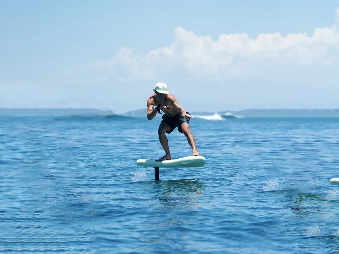 charter guest from a superyacht on a Flite Board