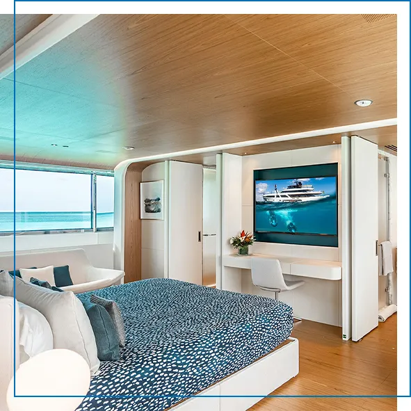 Magnificent master suite on charter superyacht KOJU
