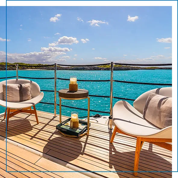 Seating area for charter guests on Motor Yacht Fifi