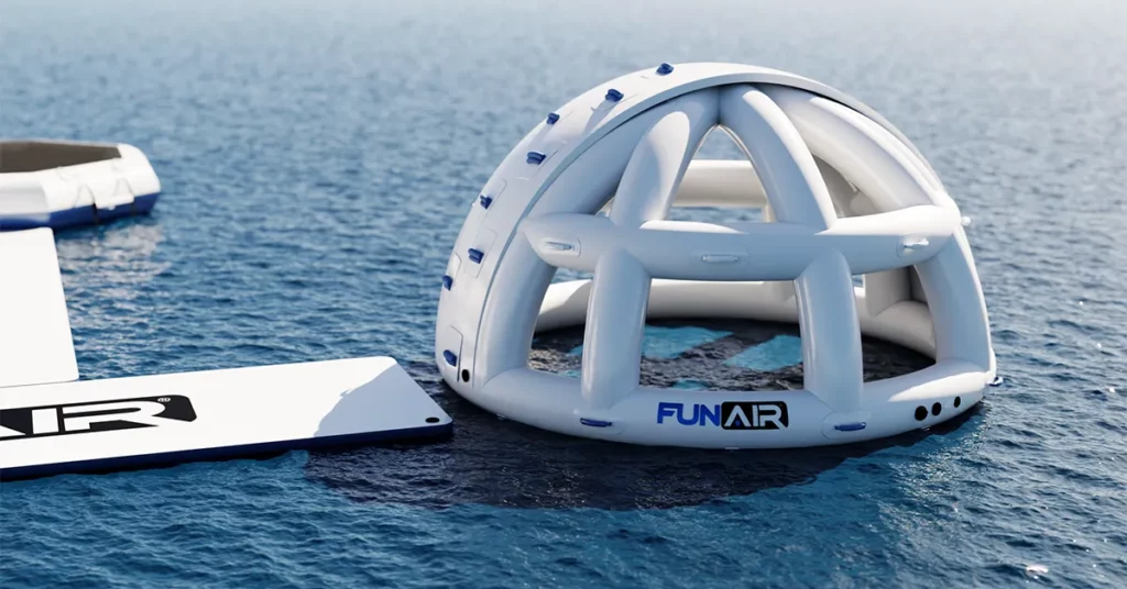The FunAir inflatable Splash Dome for superyacht water parks