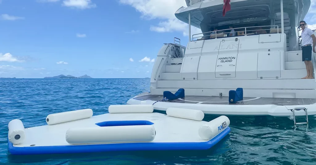 The FunAir Splash Island on charter superyacht Alani