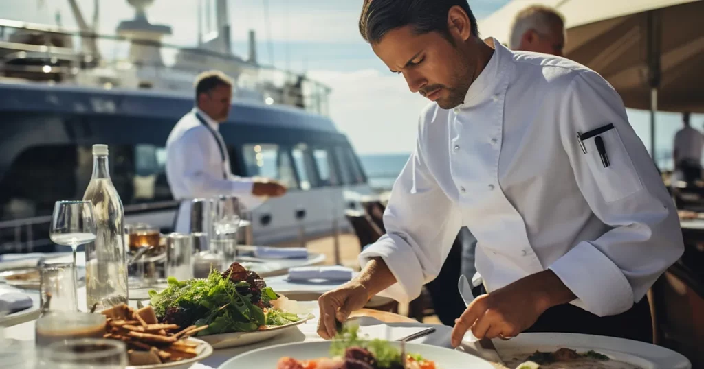 Superyacht chef at Monaco GP preparing meals for charter guests