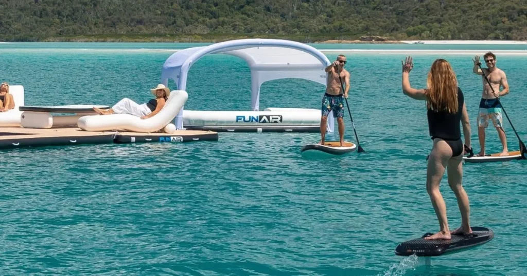 Superyacht crew and guests enjoying the water